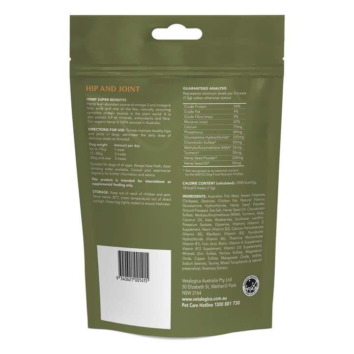 Vetalogica Hemp Clinicals Hip & Joint Treats for Dogs 225g