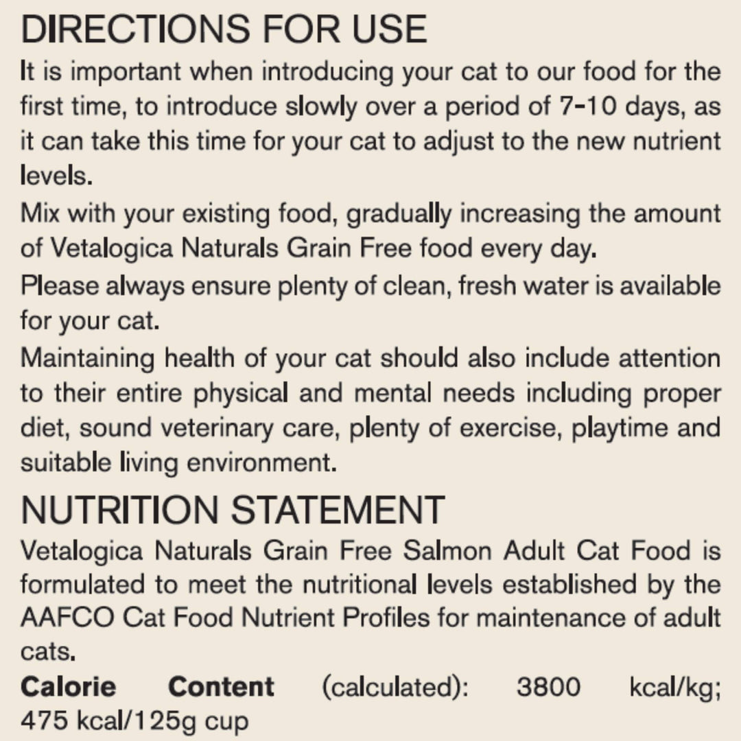 4 x 100g Vetalogica Naturals Grain Free Salmon Adult Cat Food SAMPLES