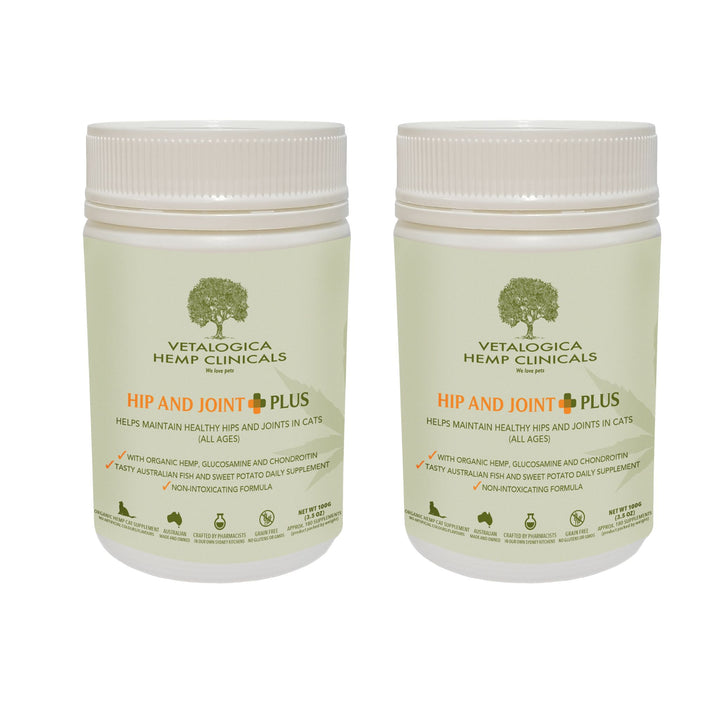 Bundle Pack of 2 x Vetalogica Hemp Clinicals Hip & Joint Plus - Supplements for Cats 100g