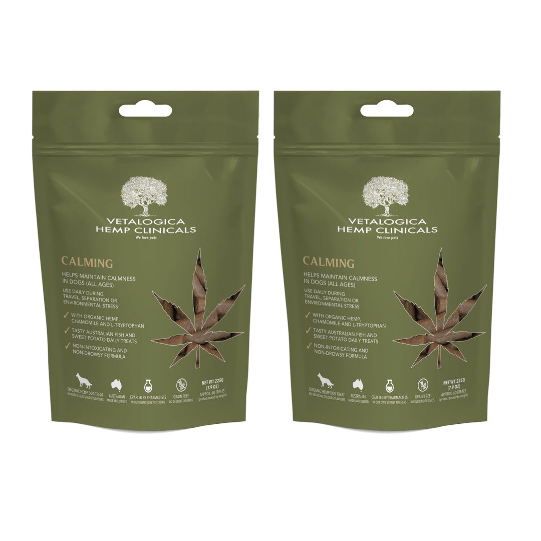 Bundle Pack of 2 x Vetalogica Hemp Clinicals Calming Treats for Dogs 225g