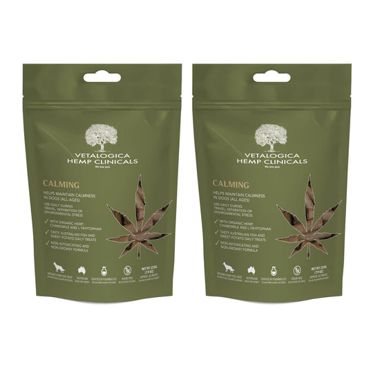 Bundle Pack of 2 x Vetalogica Hemp Clinicals Calming Treats for Dogs 225g