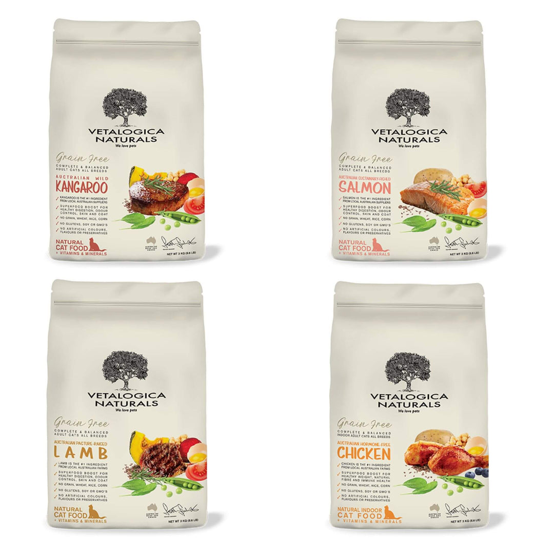 Bundle Pack of 4 x Vetalogica Naturals Adult Cat Food 3kg (MIXED)