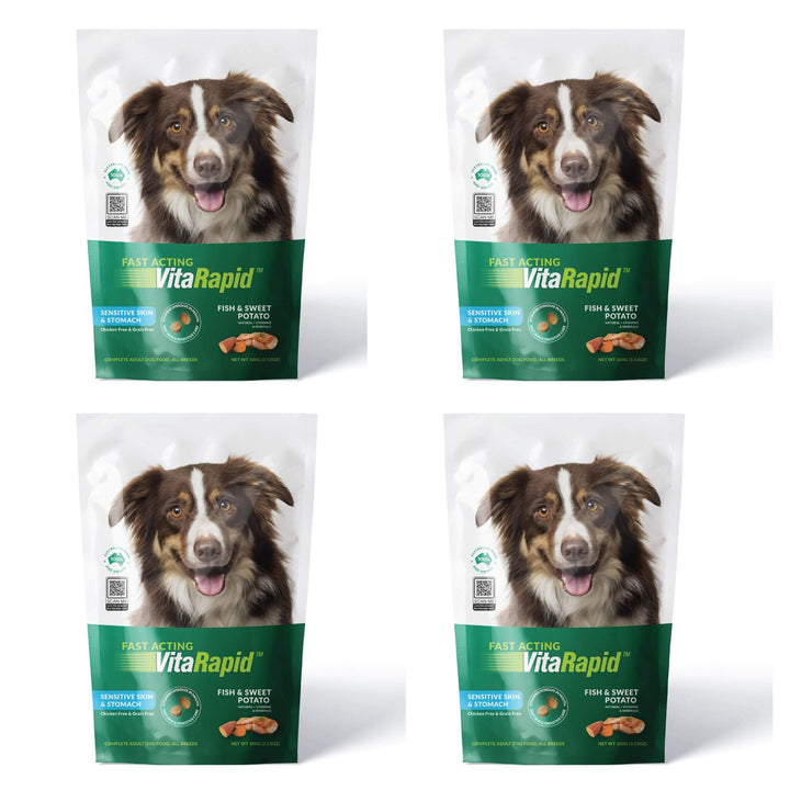 4 x 100g VitaRapid Science Sensitive Skin & Stomach Adult Dog Food SAMPLES