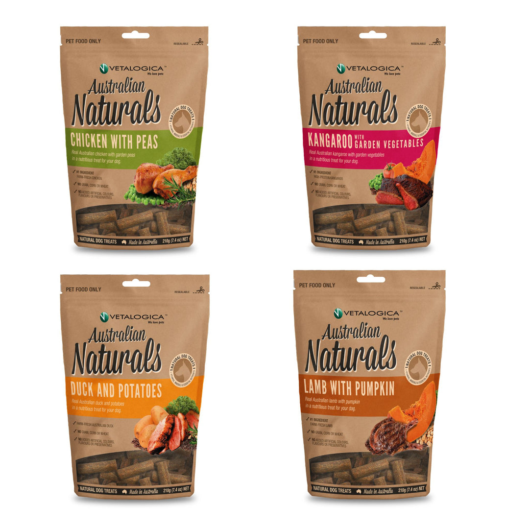 Bundle of 4 x Australian Naturals Treats for Dogs 210g (MIXED) - CF