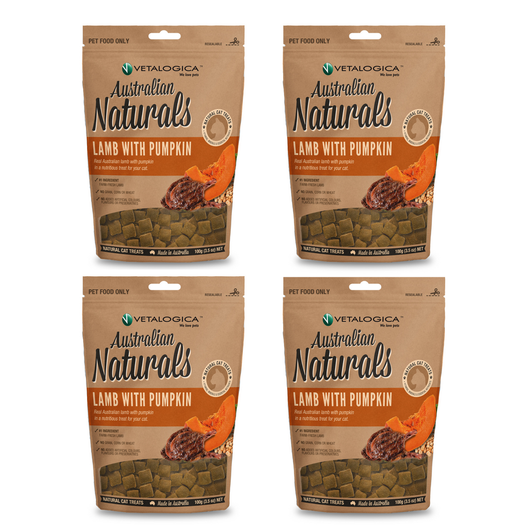 Bundle of 4 x Australian Naturals Lamb with Pumpkin Treats for Cats 100g