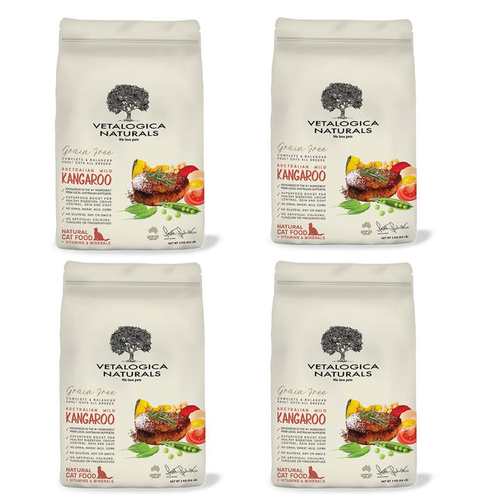 4x 100g Vetalogica Naturals Grain Free Kangaroo Adult Cat Food SAMPLES