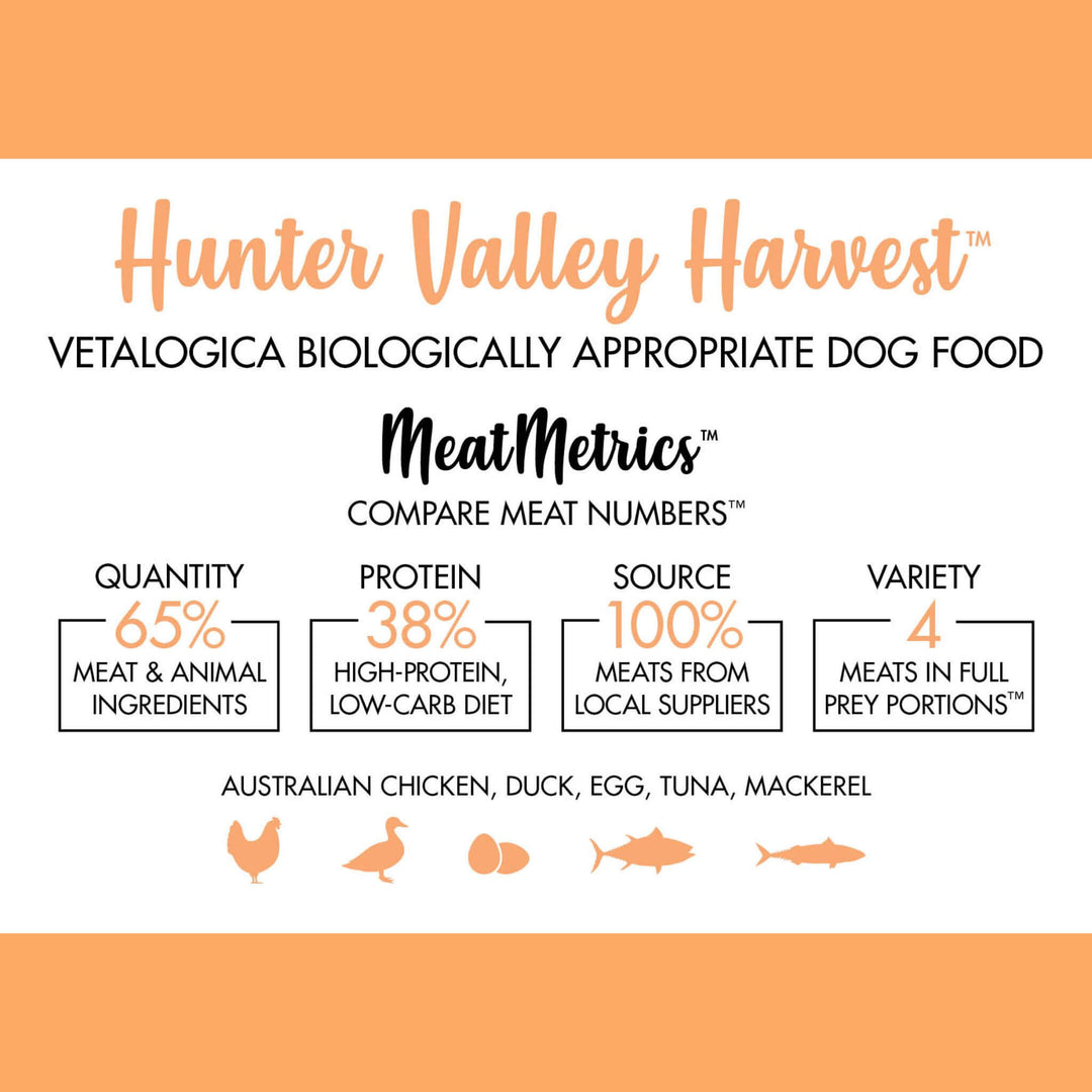 Bundle Pack of 2 x Vetalogica Biologically Appropriate Hunter Valley Harvest Dog Food 3kg