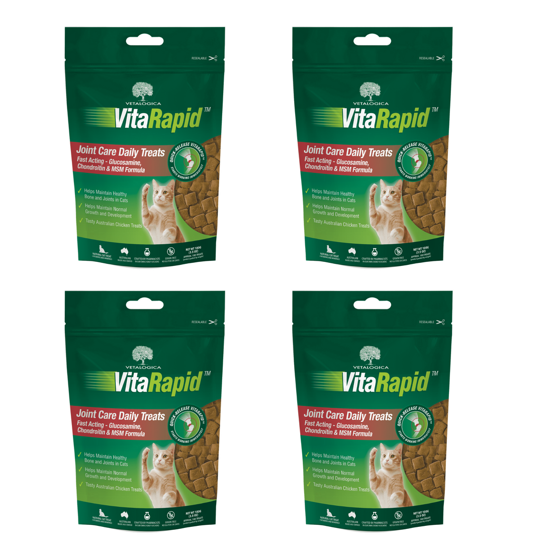 Bundle Pack of 4 x VitaRapid® Joint Care Daily Treats For Cats 100g