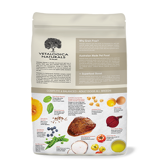 Grain Free Kangaroo Meat Dry Dog Food Vetalogica Naturals
