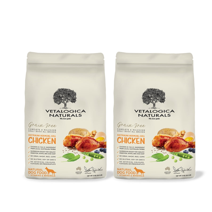 Bundle Pack of 2 x Vetalogica Naturals Grain Free Chicken Adult Dog Food 3kg