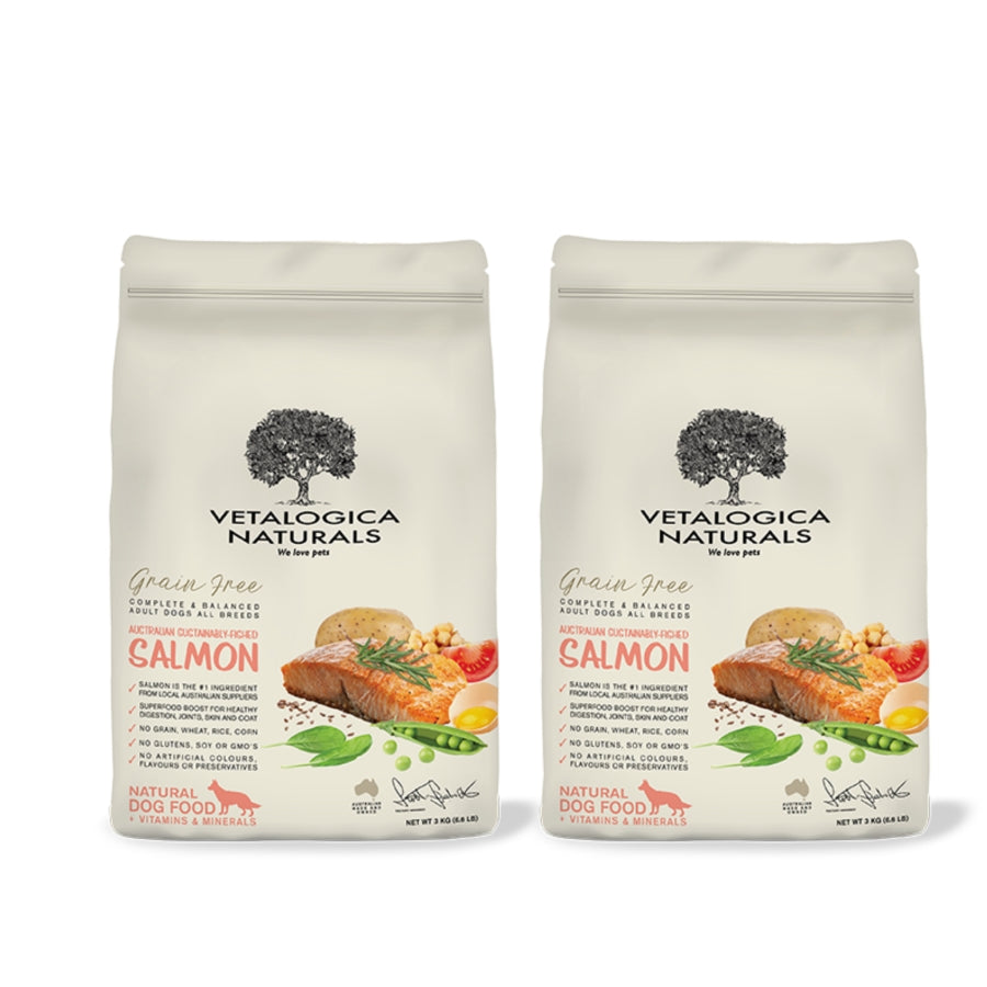 Bundle Pack of 2 x Vetalogica Naturals Grain Free Salmon Adult Dog Food 3kg