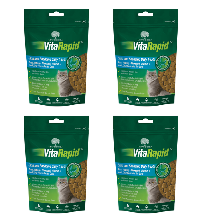 Bundle Pack of 4 x VitaRapid® Skin & Shedding Daily Treats For Cats 100g