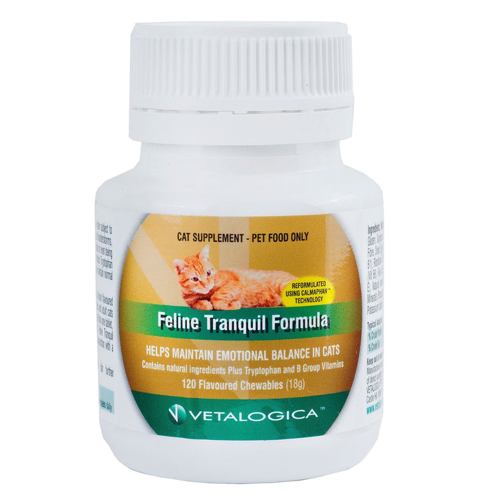 Feline Tranquil Formula 120 chews - L Tryptophan Supplements & Vitamin B for Cats