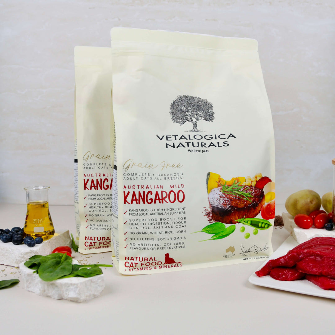 Bundle Pack of 2 x Vetalogica Naturals Grain Free Kangaroo Adult Cat Food 3kg (SMS)